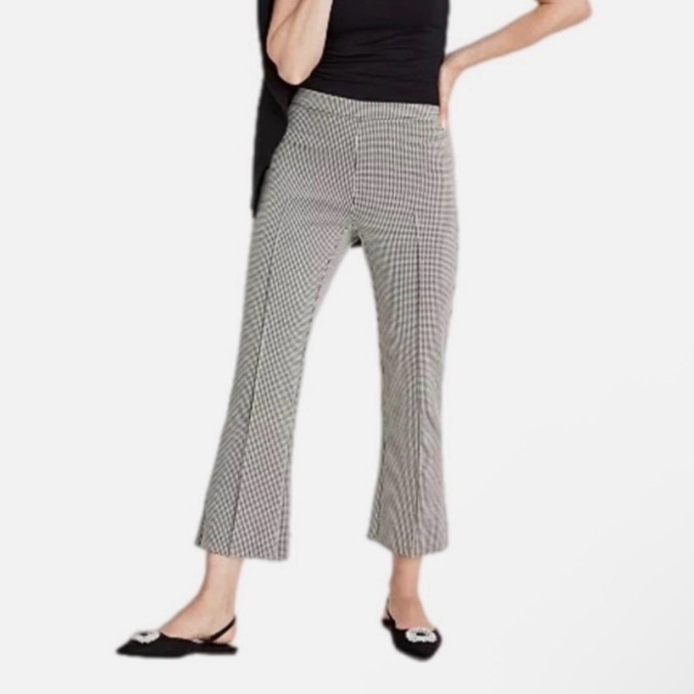 On 34th Flare Leg Ankle Black & White checkered Pants